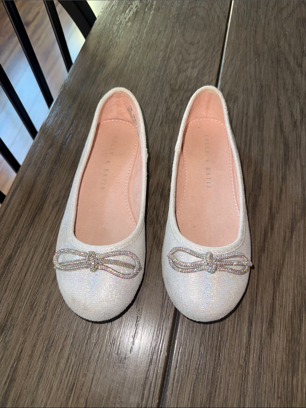 Kelly & Katie Sparkle Pink Bow Girls Ballet Flats